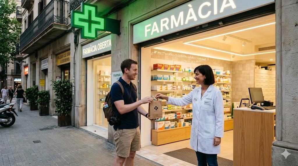 Barcelona pharmacy green cross — sick in barcelona what to do